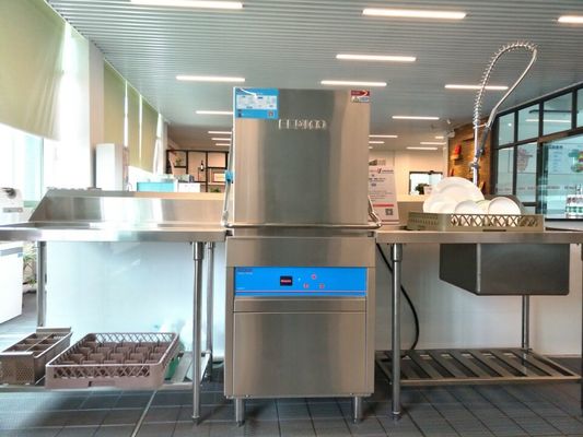 China Hauben-Art Geschirrspülmaschine-Zufuhr innerhalb der Edelstahl-Personalkantinen fournisseur