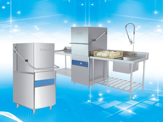 China Hauben-Art Spülmaschine der polierten Oberfläche mit Spülen-Temperaturüberwachungs-System fournisseur