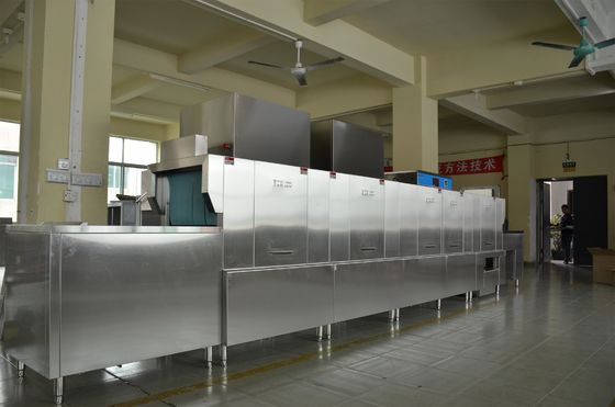China Edelstahl-Handelsspülmaschinen-Zufuhr 1900H 7300W 850D nach innen für Personalkantinen fournisseur