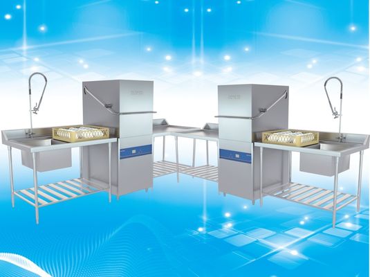 China Freie stehende Hauben-Art Spülmaschine für die mittleren und kleinen Hotels 6.5KW/11KW fournisseur
